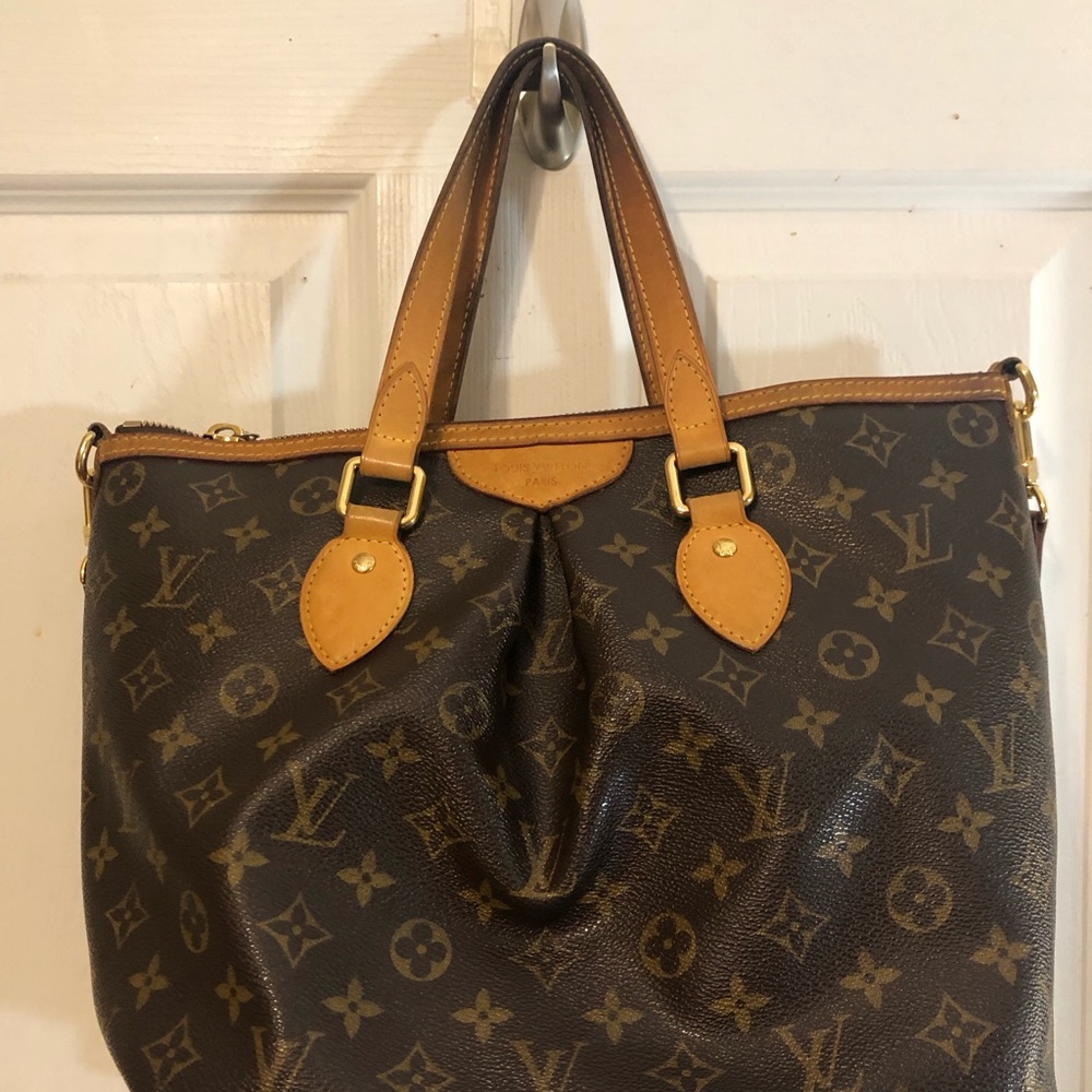 Louis Vuitton Monogram Palermo PM Tote with Vachetta Trim in Brown and Tan